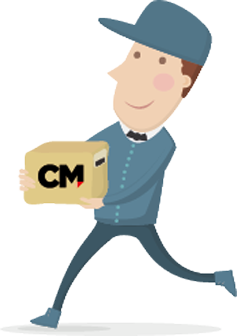 Logo de repartidos con paquete de Calle Mayor
